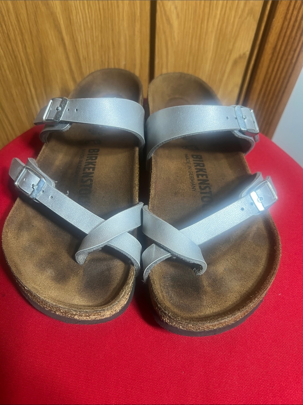 Birkenstock Silver Double-Strap Sandals